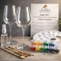 Weingläser bemalen Set – JuBo DIY Komplett Set mit 2 Rotwein Gläsern für kreative Glasmalerei