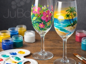 Sektgläser bemalen Set - Komplett Set mit 2 Universal Sektgläsern - Beispielbemalung 2