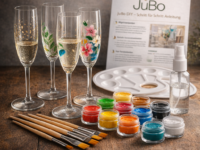 Sektgläser bemalen Set - Komplett Set mit 4 Universal Sektgläsern - Beispielbemalung 2