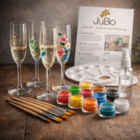 Sektgläser bemalen Set – JuBo DIY Komplett Set mit 4 Sektgläsern für kreative Glasmalerei