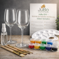 Weingläser bemalen Set – JuBo DIY Komplett Set mit 2 Weingläsern für kreative Glasmalerei