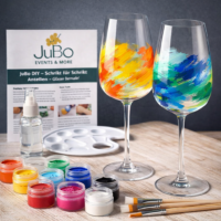 Weingläser bemalen Set – JuBo DIY Komplett Set mit 2 Weisswein Gläsern für kreative Glasmalerei