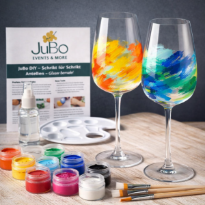 Weingläser bemalen Set - Komplett Set mit 2 Weisswein Gläsern