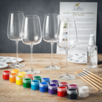 Weingläser bemalen Set – JuBo DIY Komplett Set mit 4 Weisswein Gläsern für kreative Glasmalerei