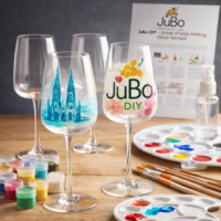 Weingläser bemalen Set – JuBo DIY Komplett Set mit 4 Weisswein Gläsern für kreative Glasmalerei