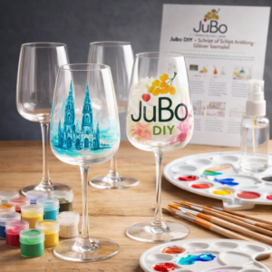 Weingläser bemalen Set - Komplett Set mit 4 Weisswein Gläsern - Beispielbemalung 1