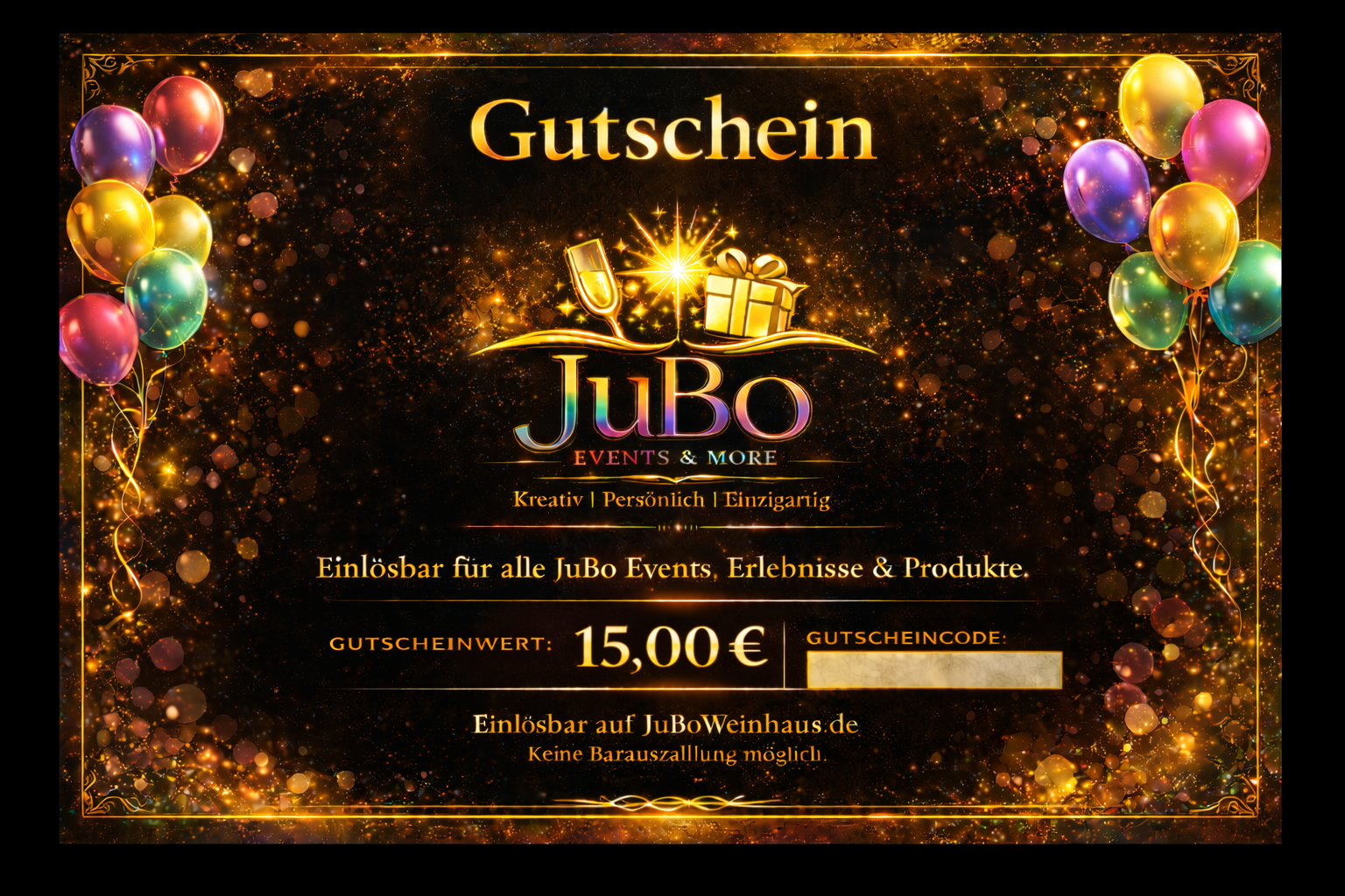 JuBo Gutschein - 15,00€ - Motiv: Ballons
