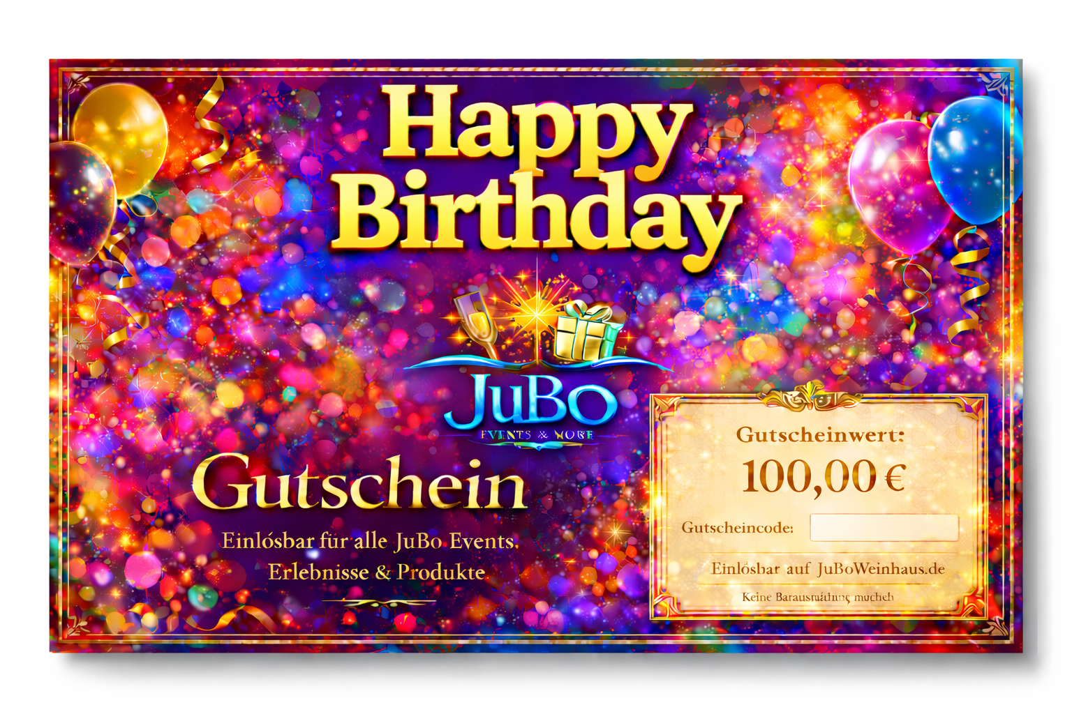JuBo Gutschein - 100,00€ - Motiv: Happy Birthday