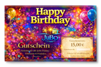JuBo Gutschein – 15,00€ – Motiv: Happy Birthday