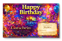 JuBo Gutschein – 20,00€ – Motiv: Happy Birthday
