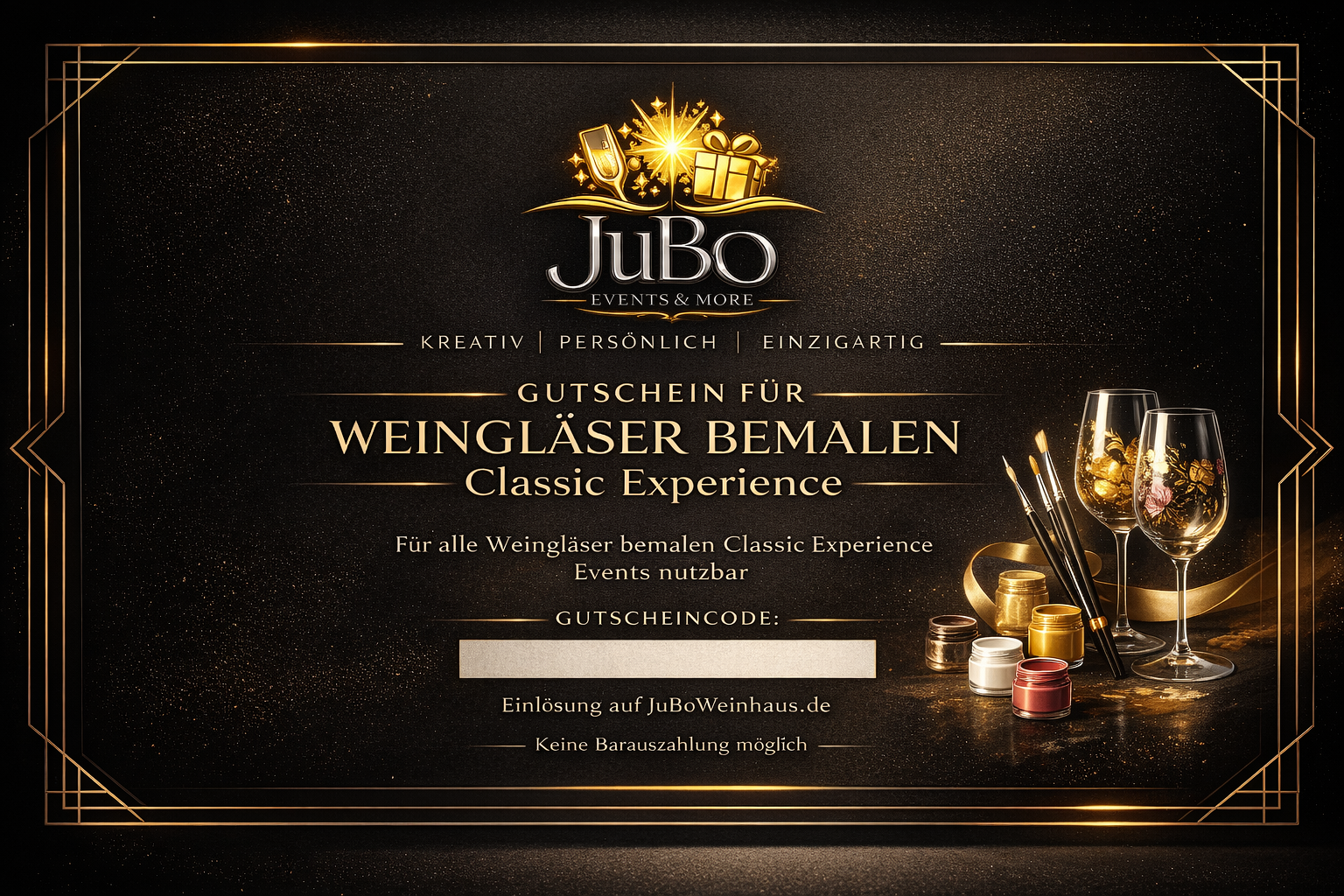 Gutschein für Weingläser bemalen Classic Experience - Optik 2 - JuBo Events & more