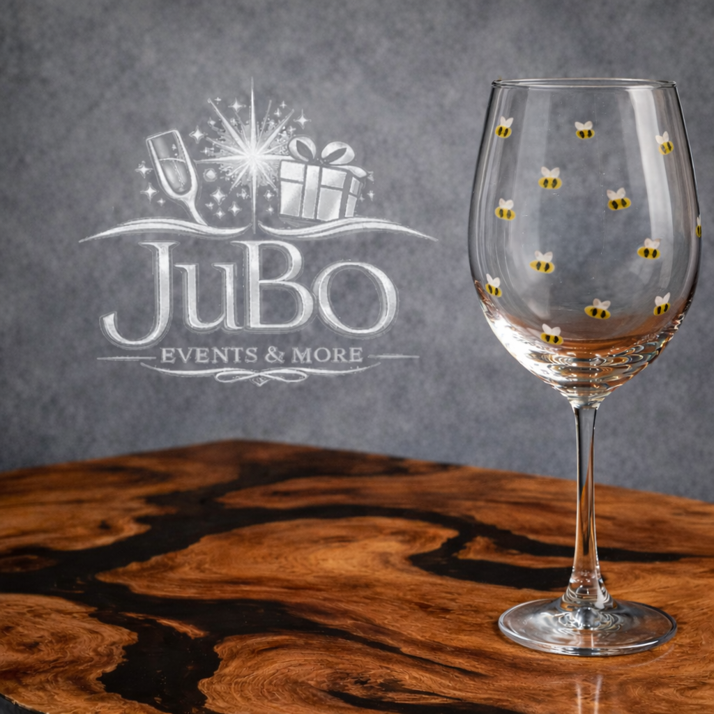 DIY Glasbemalung mit kleinen Binchen als Motiv