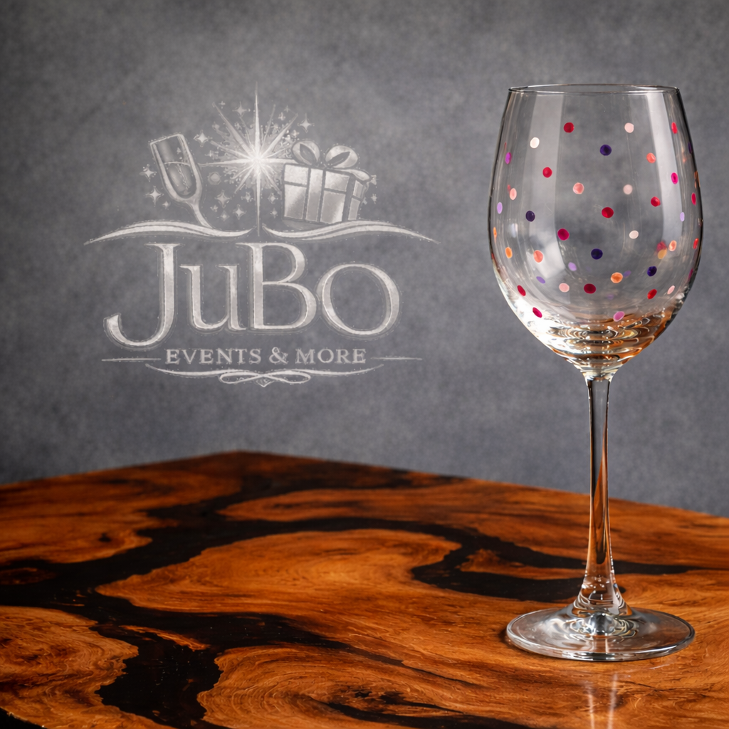 DIY Glasbemalung mit bunten Pünktchen als Motiv