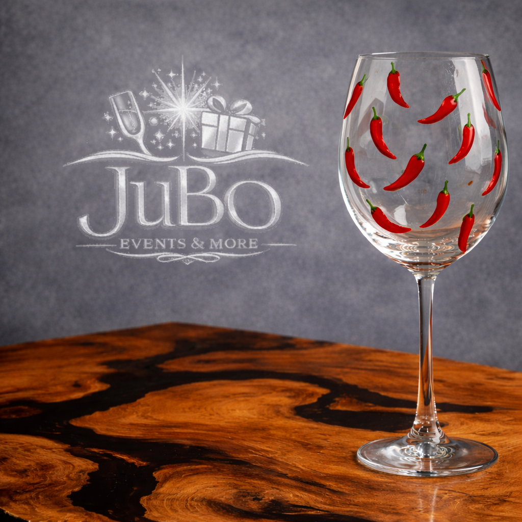 DIY Glasbemalung mit roten Chilli Schoten